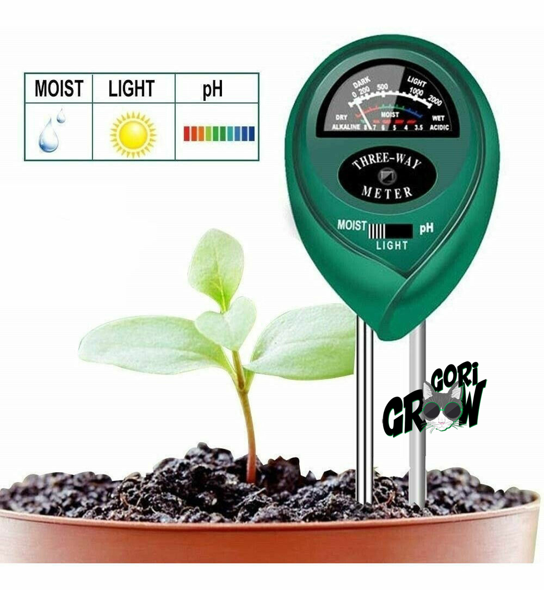 Medidor de pH y humedad para la tierra - Growlet